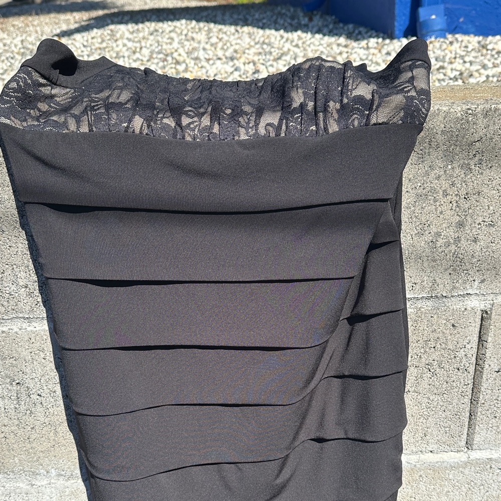 Enfocus Studio Black Dress with Lace Overlay